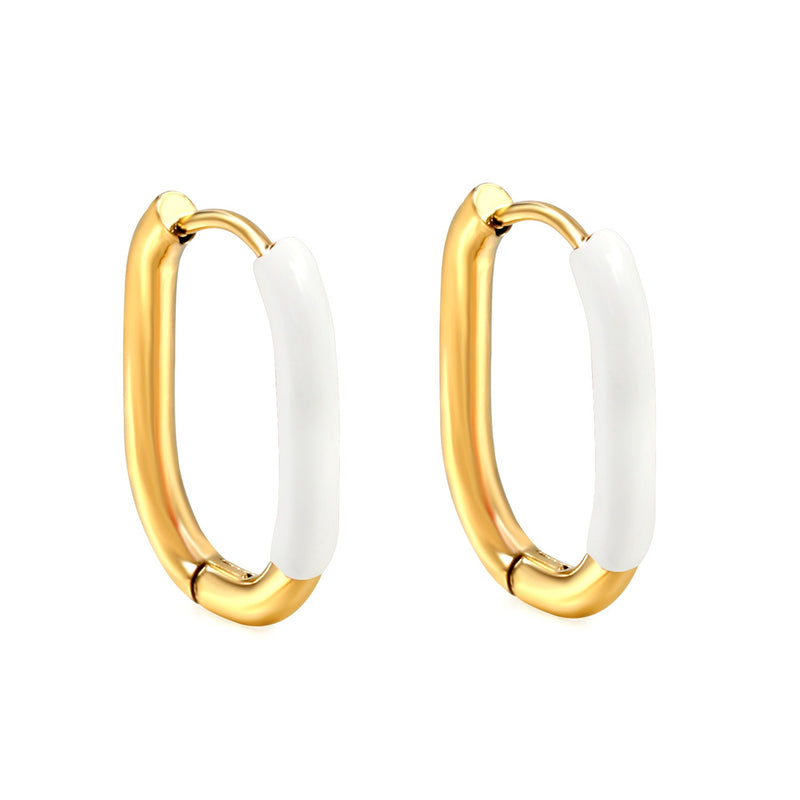 White Gold 18k pvd Hoop Earrings