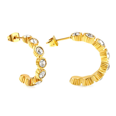 Gold diamonte hoop earrings