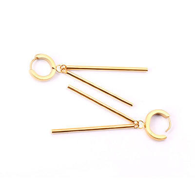 Gold bar hoop earrings  