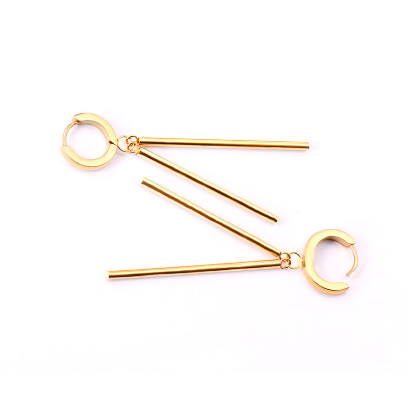 Gold bar hoop earrings  