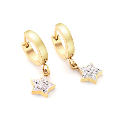 Gold stars hoop earrings