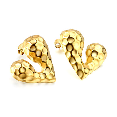 18k gold pvd textured heart earring