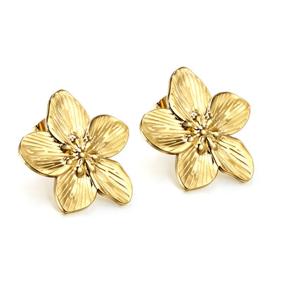 Violet 18k gold pvd flower Earrings