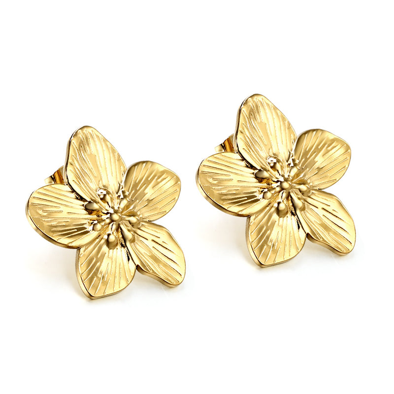 Violet 18k gold pvd flower Earrings