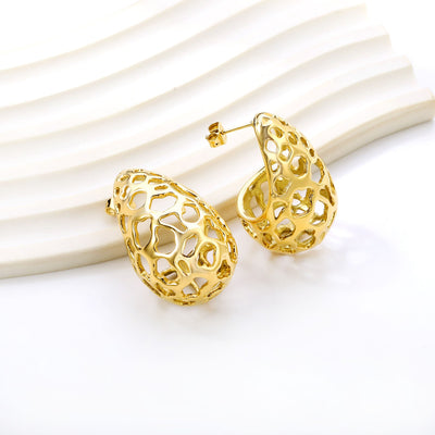 Lace gold Italian horn earrings