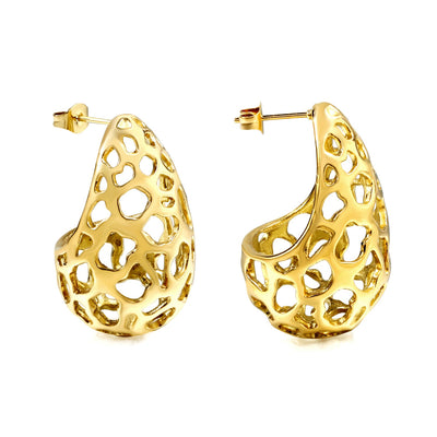 Lace gold Italian horn earrings