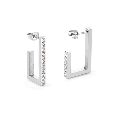 Silver gem Hoop earrings 