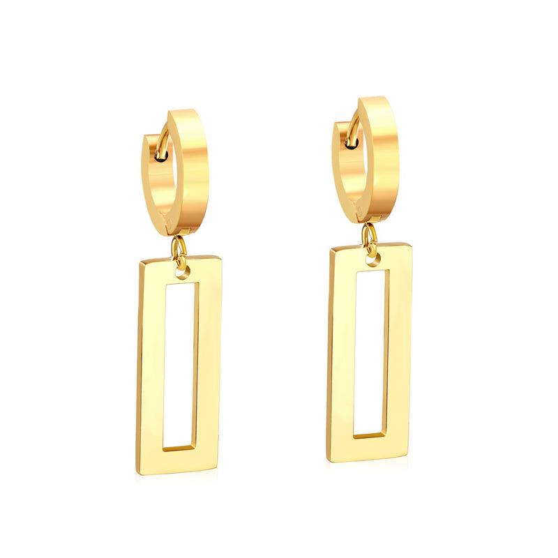 Gold rectangle hoop earrings