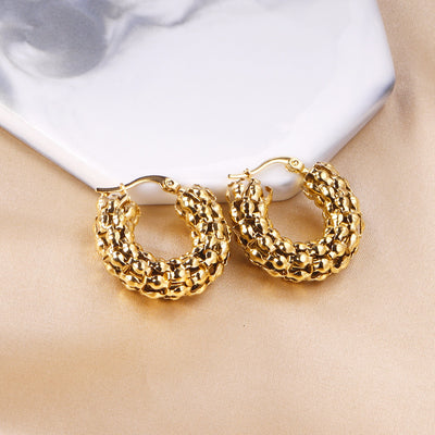 Gold thick hoop earrings