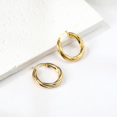 Twist Hoop 18K Gold PVD Earrings