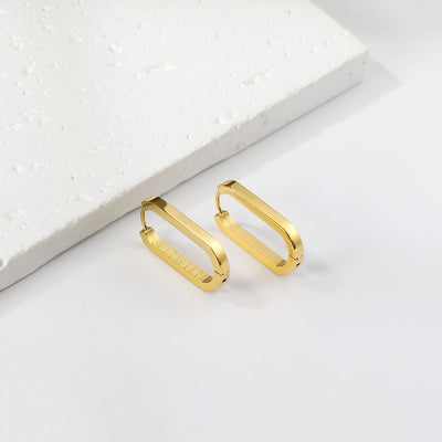 Gold Oblong hoop earrings