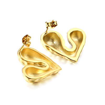 18k gold pvd textured heart earring