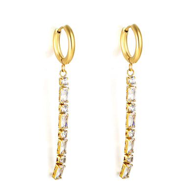 Gold hoop crystal earrings