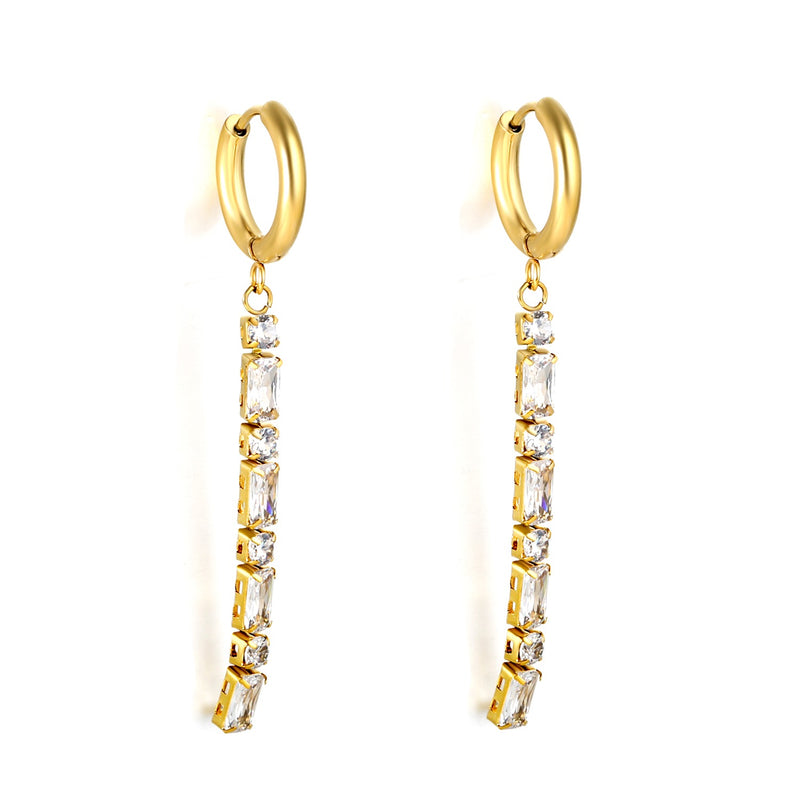 Gold hoop crystal earrings