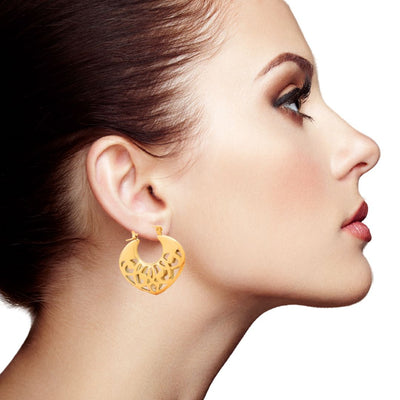 Gold lace hoops 18K Gold PVD Earrings