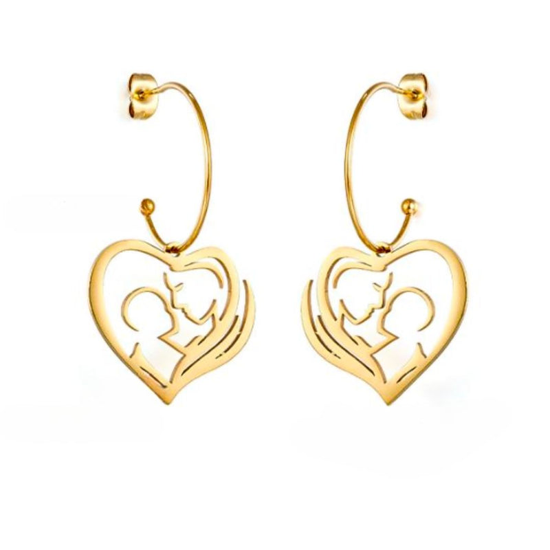 Mother Heart 18K Gold PVD Earrings