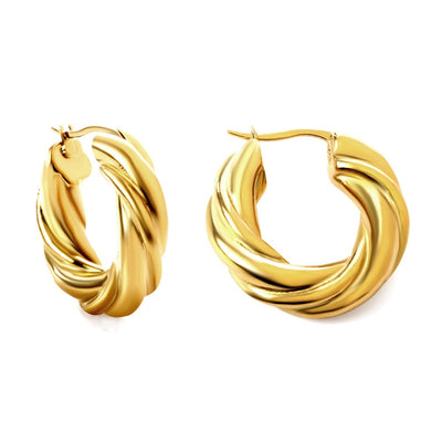 Gold hoop twist earrings