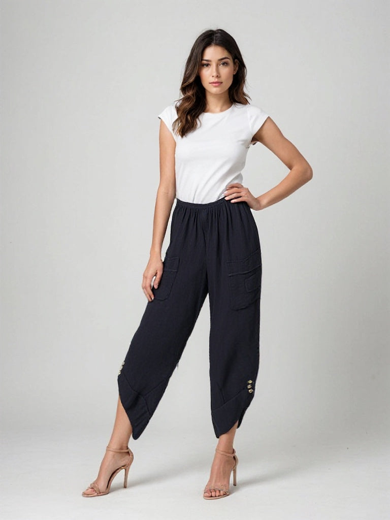 linen navy pants