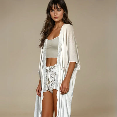 olivia kaftan and crochet shorts chill lounge