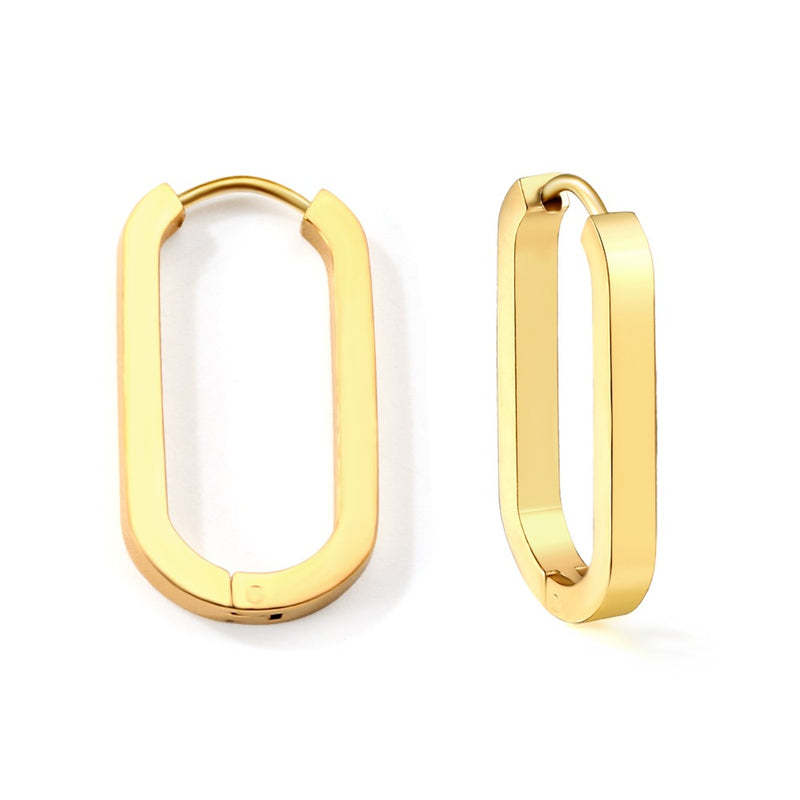 Gold Oblong hoop earrings