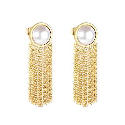 Gold Pearl dangly earrings