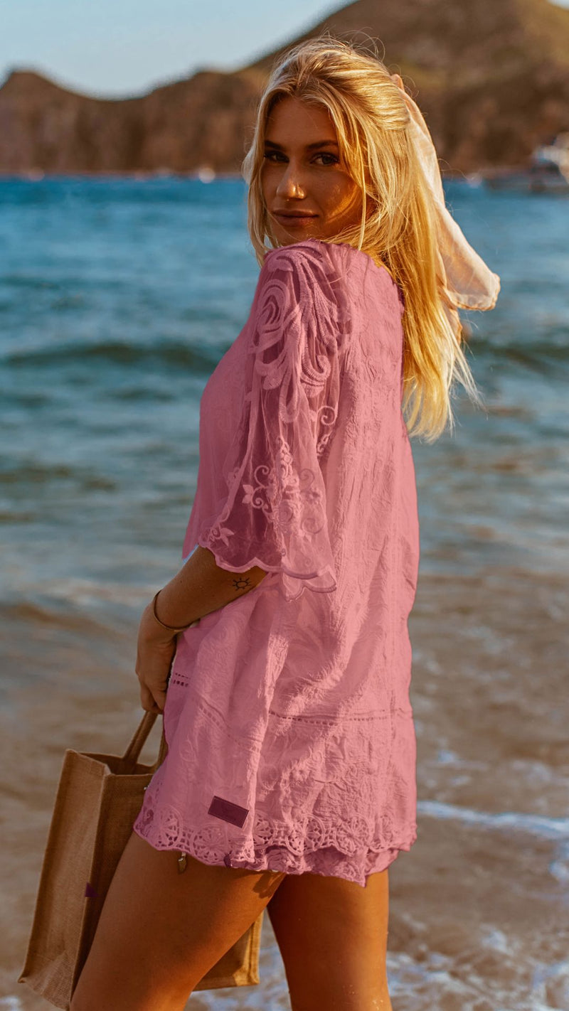 pink lace dress bachelorette dress