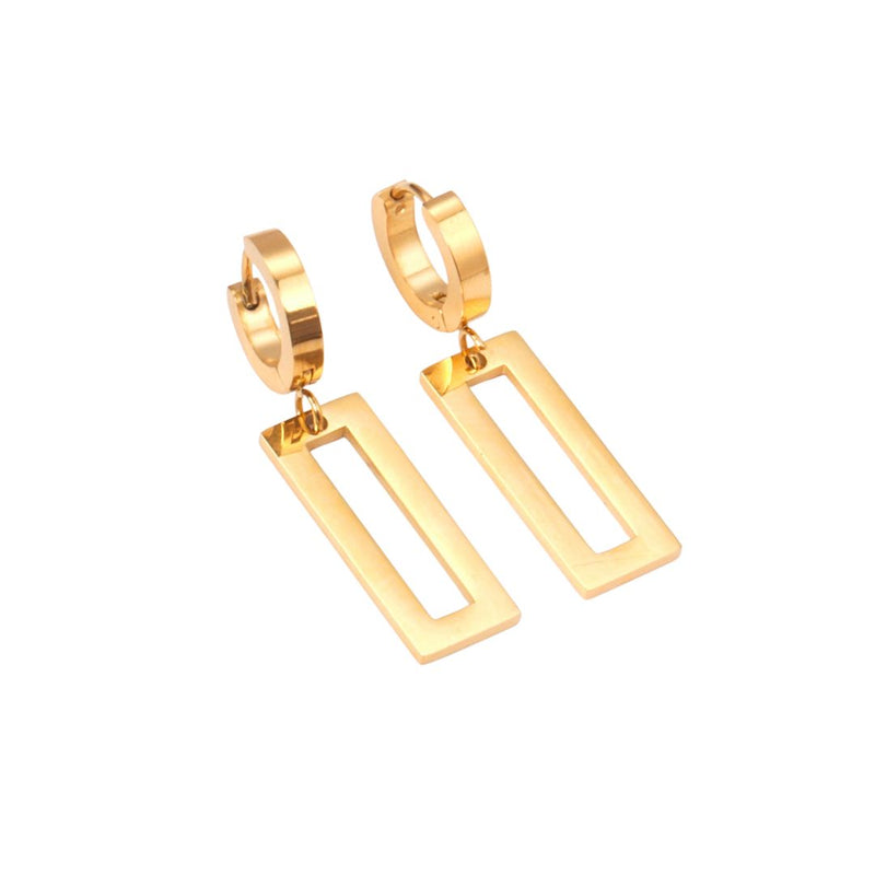 Gold rectangle hoop earrings