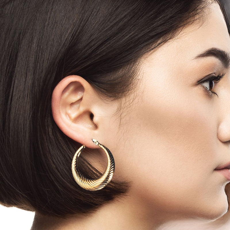 18k gold pvd textured hoop earrings