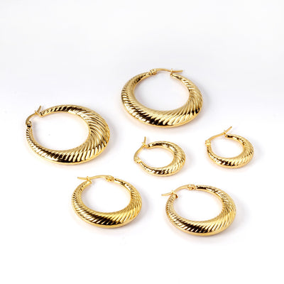 18k gold pvd textured hoop earrings