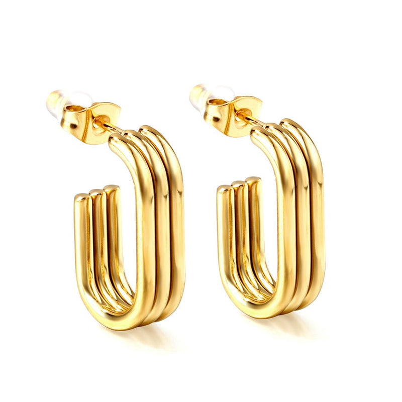 Trio 18k gold pvd Gold Hoop Earrings