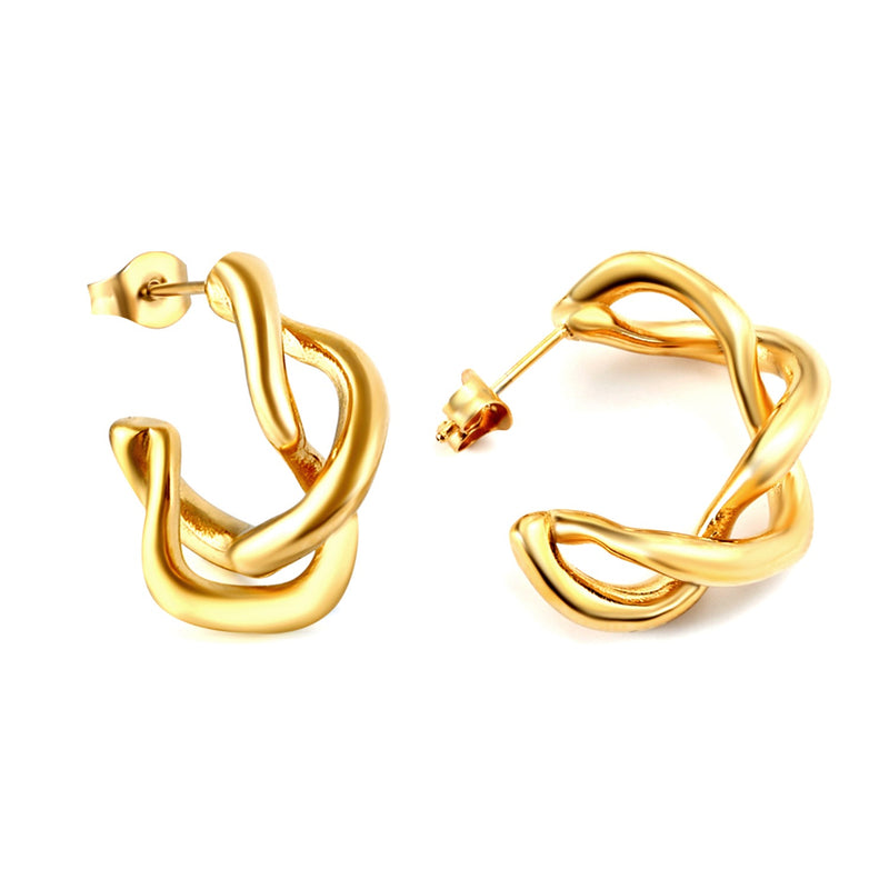 18k gold pvd twist Hoop Earrings