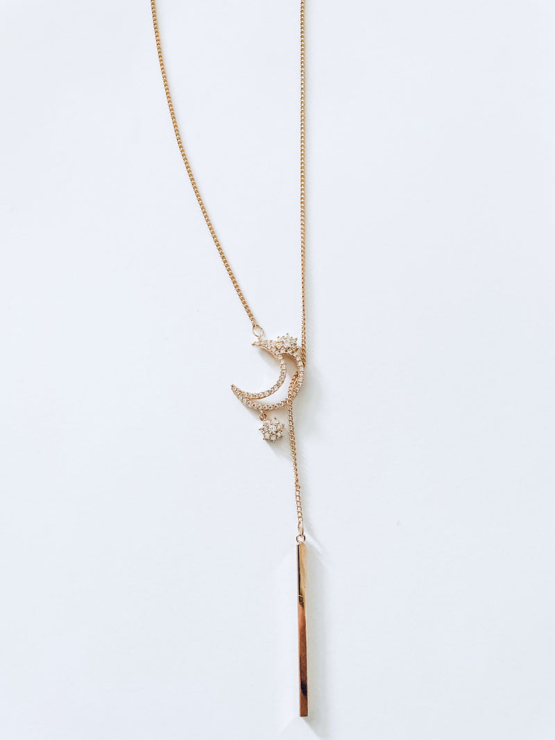 Halbmond-Stern-Halskette aus 14-karätigem Roségold