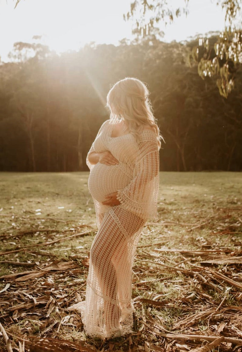 MATERNITY TATIANNA CROCHET DRESS CREAM