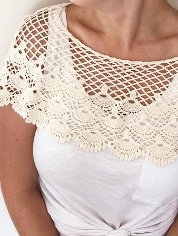 Cream Crochet Lace Shoulder Cape