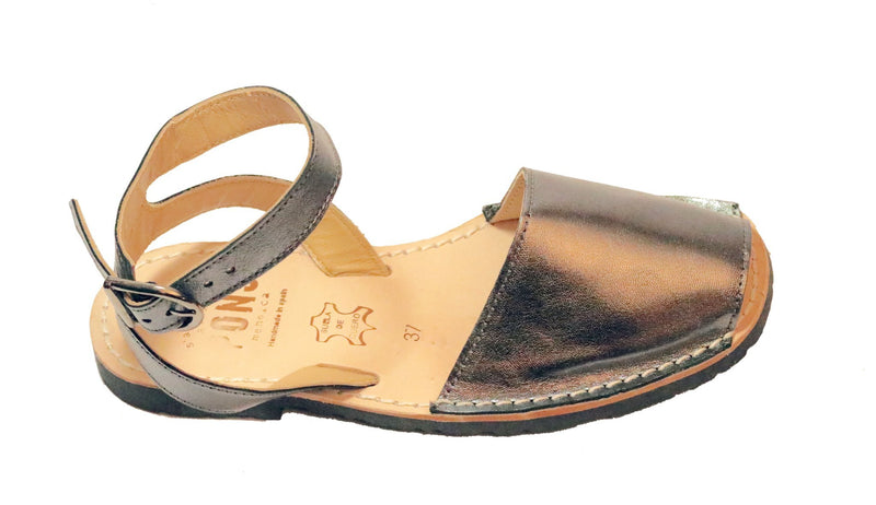 Leather Avarca Sandals ANKLE GUNMETAL - PONS