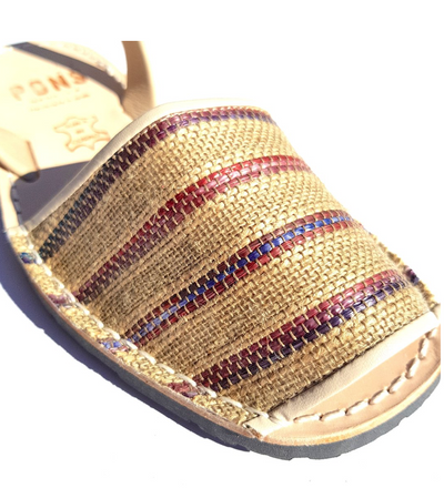 Avarca Sandals Leather Boho Cala Natural Stripe - PONS