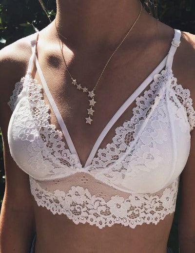 lace white bralet with front straps 