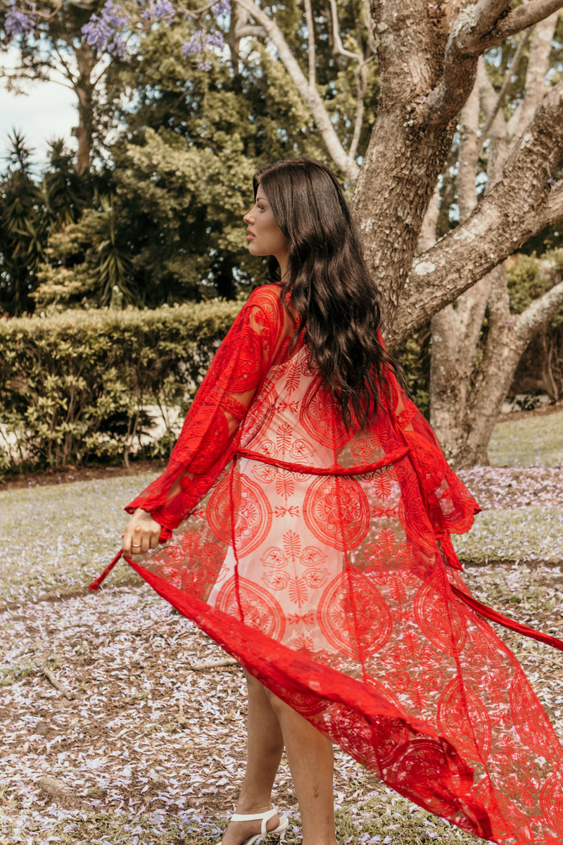 Scarlet Lace Kimono